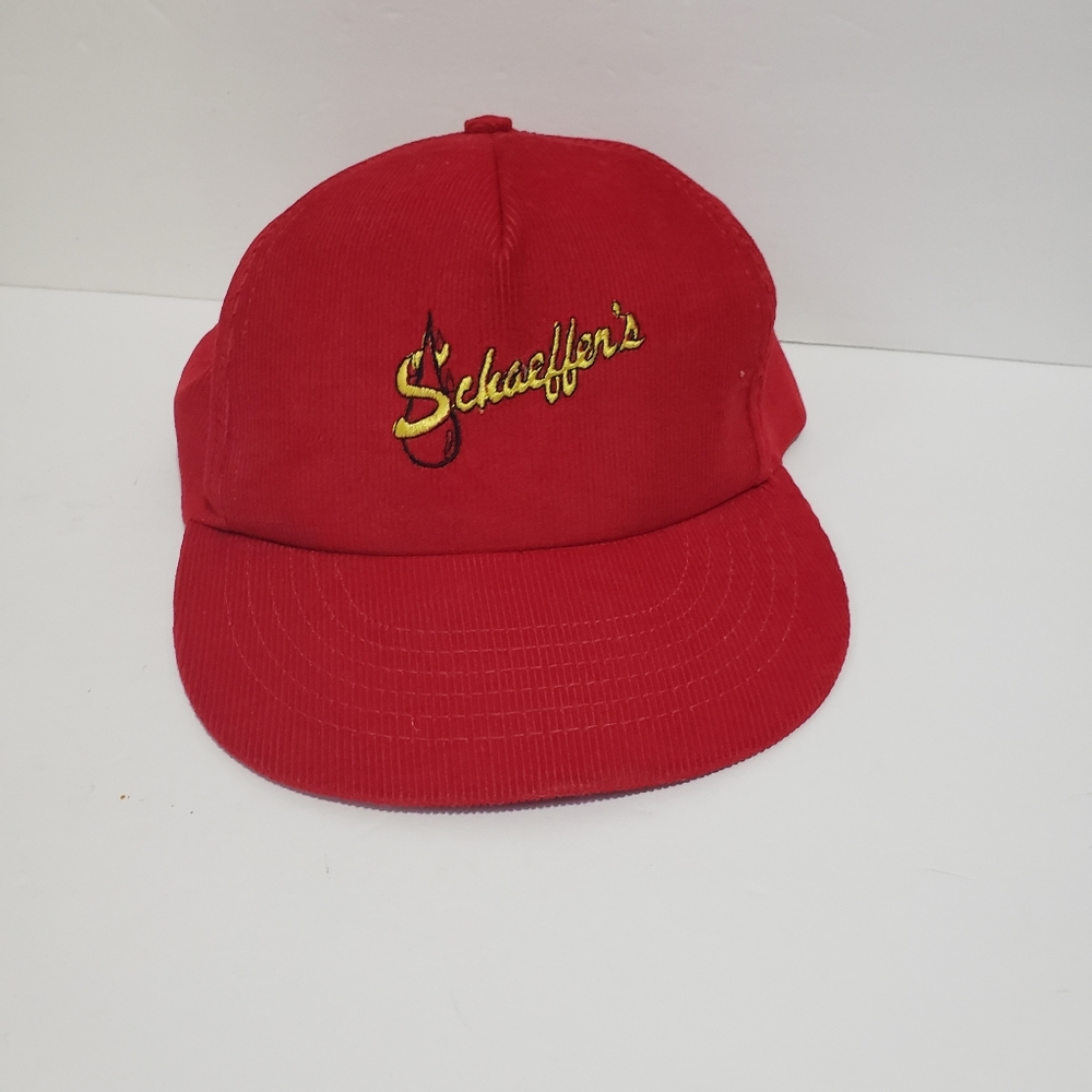 Vintage Schaffer's Red Corduroy Truckers Hat OSFA